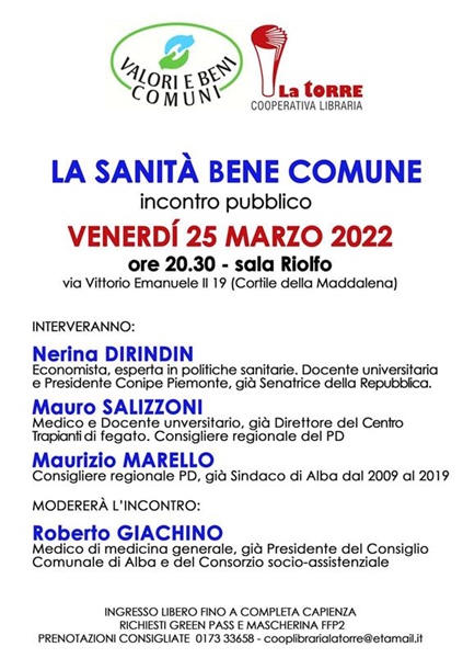 La sanità bene comune: se ne parla alla cooperativa La Torre