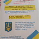 Alla cooperativa di Sant'Antonino di Susa cena di solidarietà per l'Ucraina