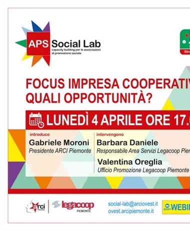 Legacoop Piemonte e Arci: Focus impresa cooperativa, quali opportunità?