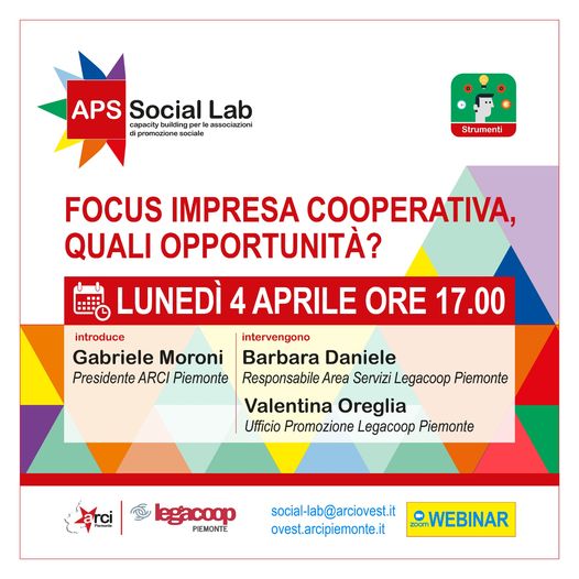 Legacoop Piemonte e Arci: Focus impresa cooperativa, quali opportunità?