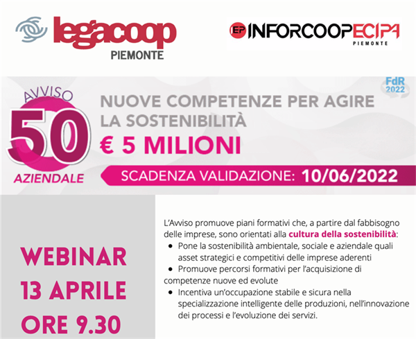 Avviso 50 di FonCoop - Webinar di presentazione il 13 aprile