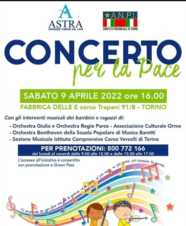 Cooperativa Astra e Anpi: concerto per la Pace