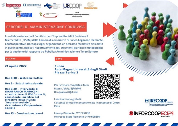 Percorsi di amministrazione condivisa: evento formativo il 21 aprile a Cuneo