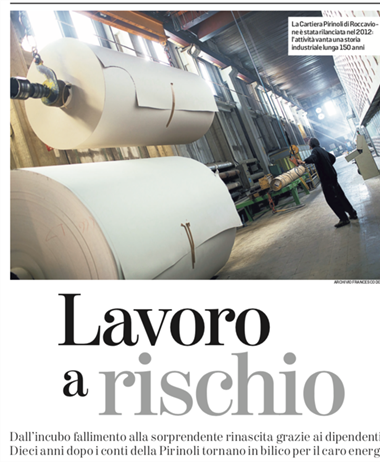 Cartiera Pirinoli, il caro energia rende difficile far quadrare i conti
