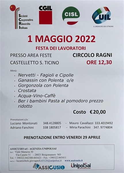 Alla cooperativa di Castelletto Ticino il pranzo del Primo Maggio