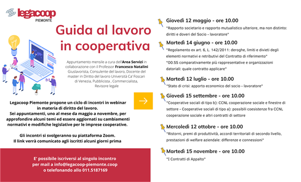 Al via il ciclo di seminari “Guida al lavoro in cooperativa”