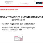 Il contratto a termine e il contratto part-time: webinar venerdì 27 maggio