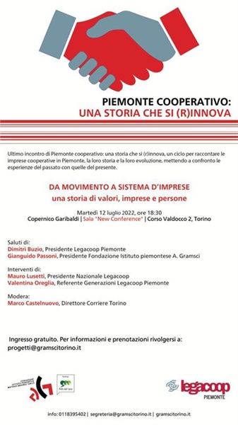 "Da movimento a sistema di imprese”: appuntamento martedì 12 luglio presso Copernico, corso Valdocco 2 a Torino