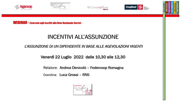 Incentivi all'assunzione: webinar di Capace il 22 luglio