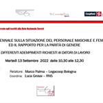 Webinar sul rapporto biennale sulla situazione del personale maschile e femminile