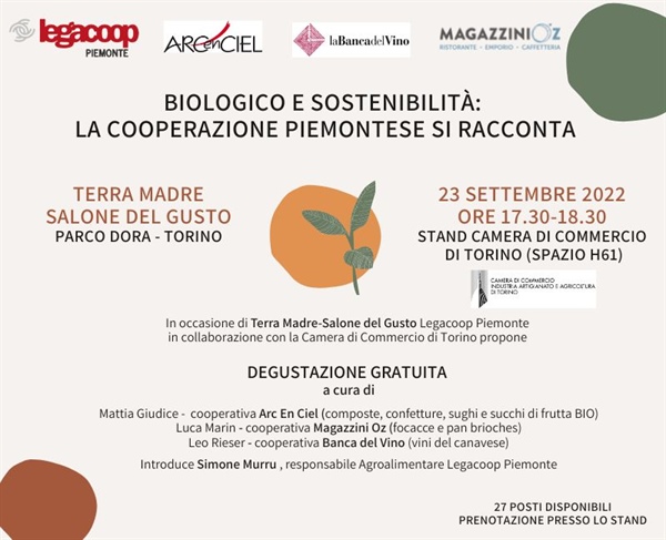 Biologico e sostenibilità: la cooperazione piemontese a Terra Madre-Salone del gusto