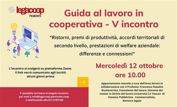 Guida al lavoro in cooperativa, 5° webinar con il professor Natalini il 12 ottobre