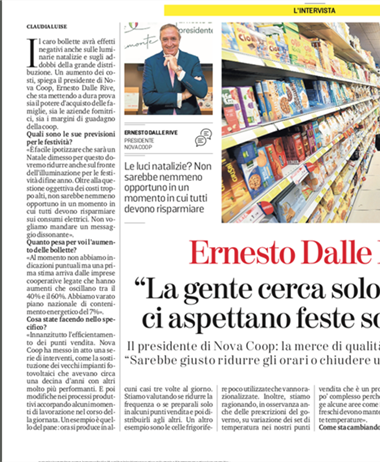 Nova Coop, Dalle Rive: “Misure contro il caro energia e per aiutare i...