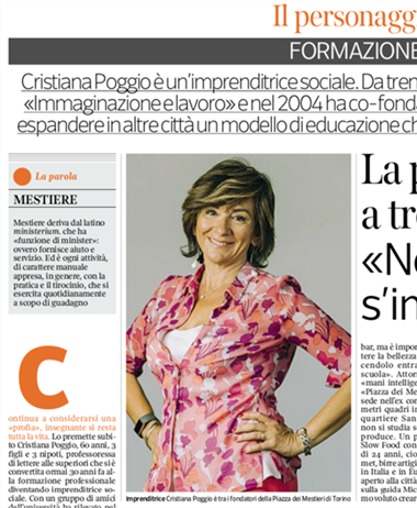 “Immaginazione e lavoro” e “Piazza dei mestieri”: Cristiana Poggio...