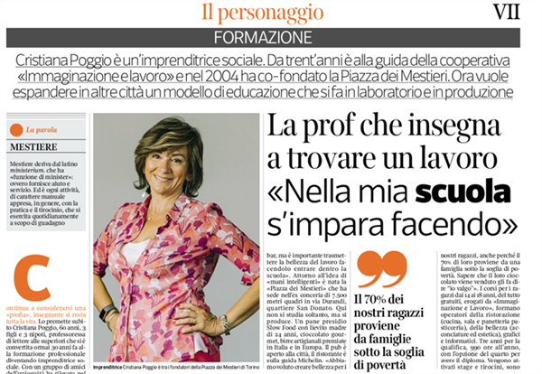 “Immaginazione e lavoro” e “Piazza dei mestieri”: Cristiana Poggio racconta il suo modello di educazione