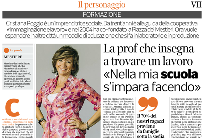 “Immaginazione e lavoro” e “Piazza dei mestieri”: Cristiana Poggio...
