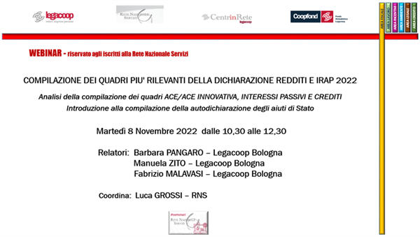 Webinar: compilazione dei quadri più rilevanti della dichiarazione dei redditi e Irap - Nuova data