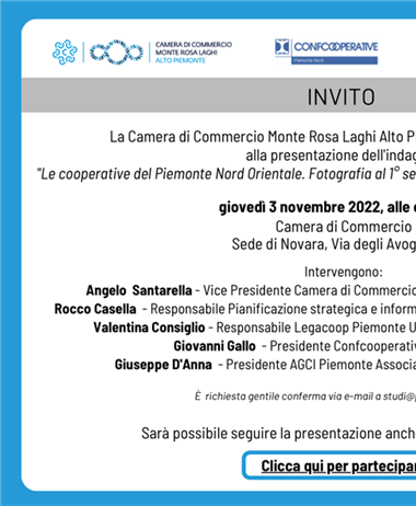 "Le cooperative del Piemonte Nord Orientale. Fotografia al 1°semestre...