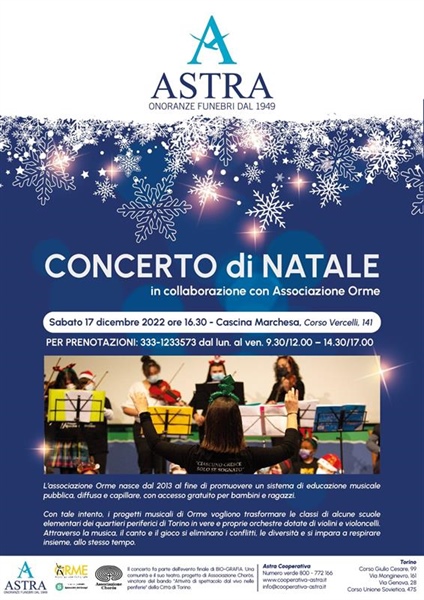 Astra, concerto di Natale con l'associazione Orme