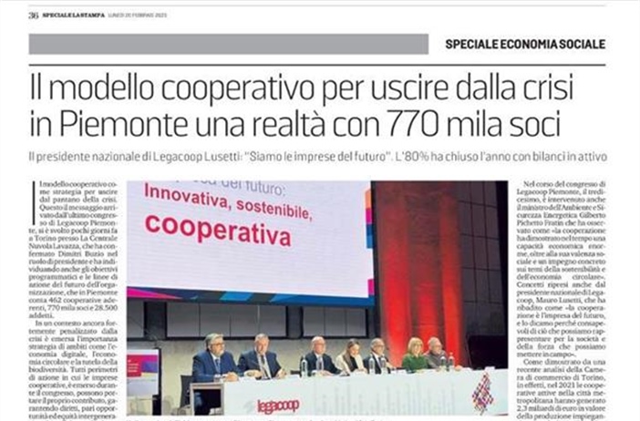 Il mondo di Legacoop Piemonte sulle pagine de La Stampa