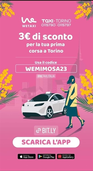 Taxi Torino: prima corsa gratis per le donne l'8 marzo