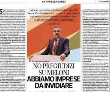 Il nuovo corso di Legacoop, sul Corriere della Sera l’intervista al presidente Simone Gamberini