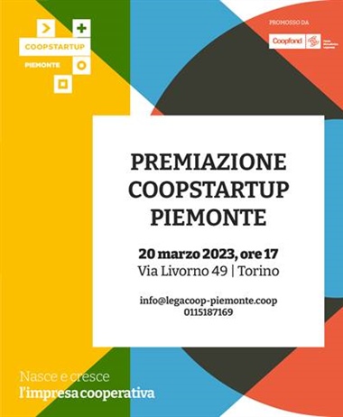 20 marzo ore 17: premiazione Coopstartup Piemonte