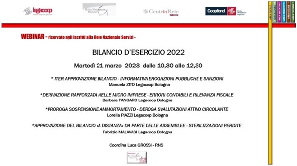 Webinar 21 Marzo 2023 - ‘’Bilancio d'esercizio 2022’’