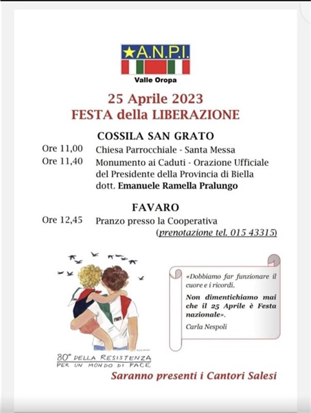 25 aprile: pranzo presso la cooperativa del Favaro