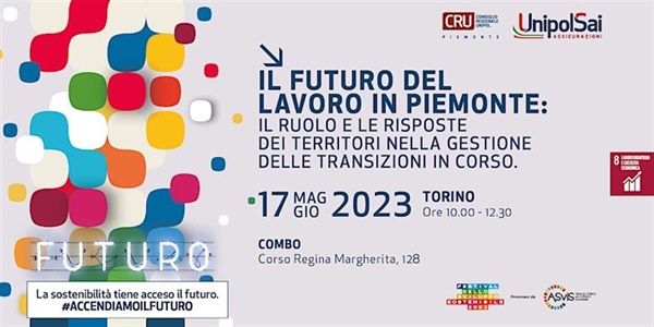 Festival Asvis, il 17 maggio con il Cru Unipol per parlare del futuro del lavoro in Piemonte