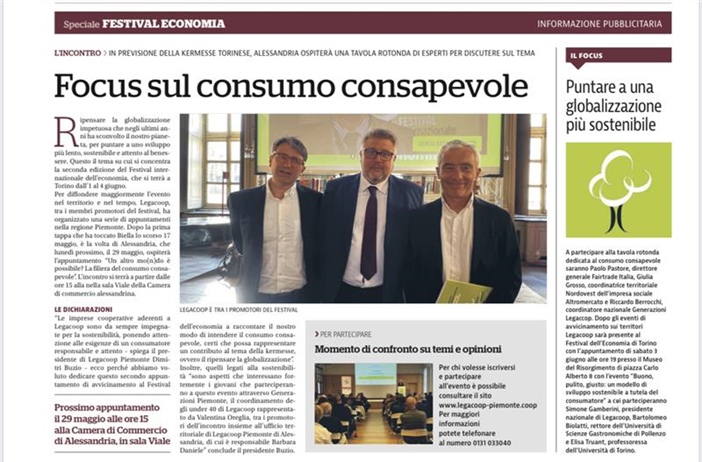 Consumo consapevole e filiera cooperativa: l'articolo su La Stampa di...