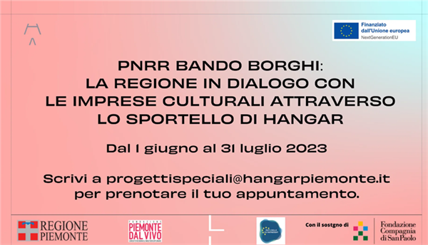 PNRR – Regione Piemonte consulenti gratuiti per aiutare le imprese culturali e creative nel bando "Borghi" Linea B