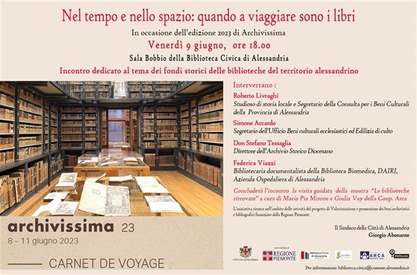 "Nel tempo e nello spazio: quando a viaggiare sono i libri": conferenza il 9 giugno ad Alessandria