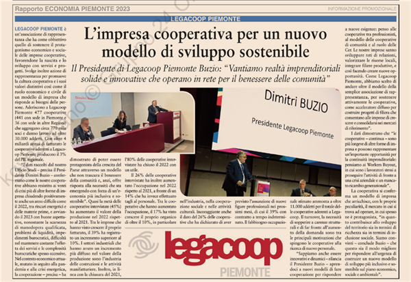 La cooperazione per lo sviluppo sostenibile:: Legacoop Piemonte si racconta su Il Sole 24 ore