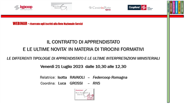 Webinar RNS – “Il contratto di apprendistato e le ultime novità in materia di tirocini formativi”