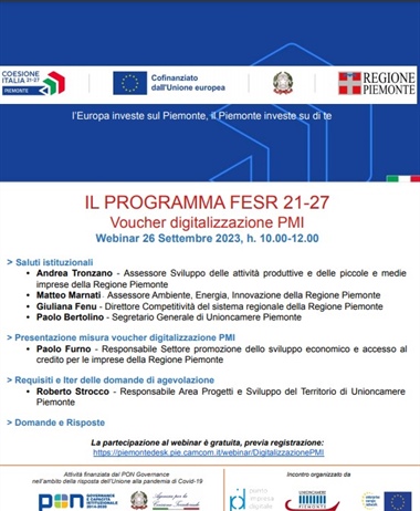 Il Programma FESR 21-27: Voucher digitalizzazione PMI