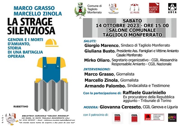 “La strage silenziosa. Genova e i morti d'amianto, storia di una battaglia operaia" presentazione del libro di Marco Grasso e Marcello Zinola