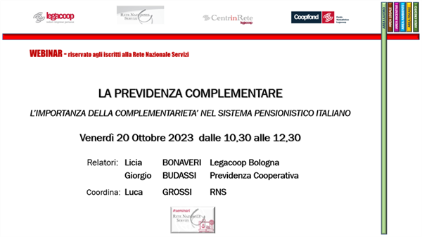 WEBINAR RNS 20/10/2023: "La previdenza complementare"