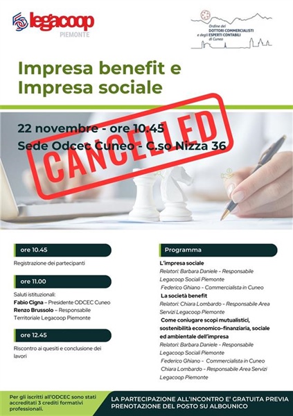 A Cuneo un seminario su Impresa benefit e Impresa sociale con l'Ordine dei Commercialisti