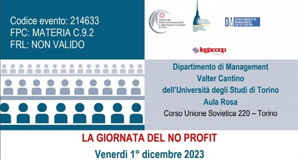 Legacoop Piemonte e Ordine dei Dottori Commercialisti per la Giornata del No Profit