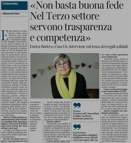 Terzo settore, Enrica Baricco sulle pagine del Corriere: “Servono...