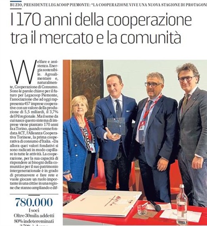 170 anni di cooperazione: Legacoop Piemonte guida le celebrazioni