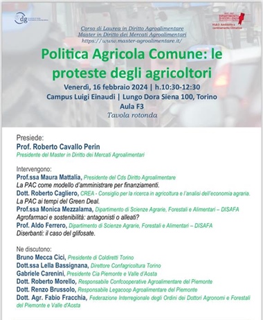 "Politica agricola comune e le proteste degli agricoltori": una tavola...