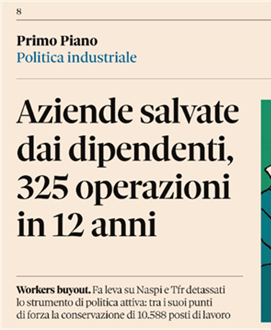 I Workers Buyout cooperativi e la cartiera Pirinoli su Il Sole 24 Ore