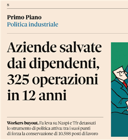 I Workers Buyout cooperativi e la cartiera Pirinoli su Il Sole 24 Ore