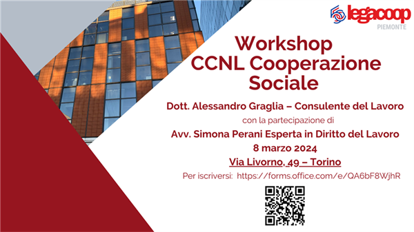 Workshop "CCNL Cooperazione Sociale" - venerdì 08 marzo ore 09,30