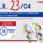 L.R. 23/04 – RIAPERTURA SPORTELLO CONTRIBUTO A FONDO PERDUTO PER AUMENTO DI CAPITALE