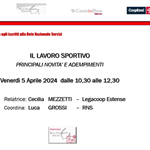 Webinar "Il lavoro sportivo" - 5 aprile 2024 ore 10.30