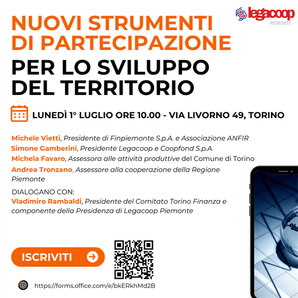 Evento "Nuovi Strumenti di Partecipazione per lo Sviluppo del Territorio” - 1° luglio ore 10.30