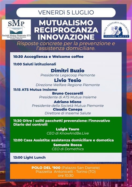 “Mutualismo, Reciprocanza, Innovazione”: il 5 luglio per parlare di prevenzione e assistenza domiciliare